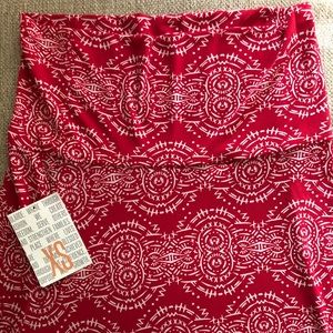 LulaRoe Raspberry Red+White Print Maxi Skirt/Dress